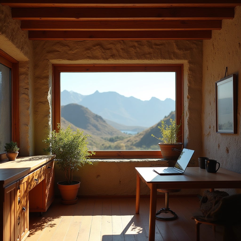 Espacio de trabajo en Bariloche con vista a la naturaleza circundante